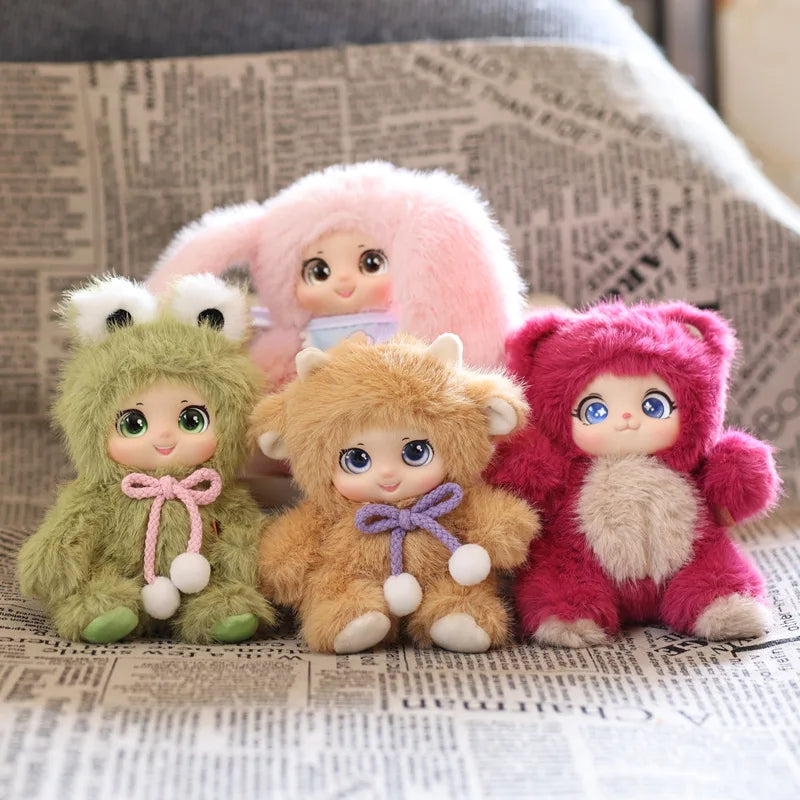 Kawaii Cute Animals Vinyl Face Plush Toys Animal Toys Pendant Rabbit Bear Sheep Gift for Animal Enthusiasts Kids Hang Bag