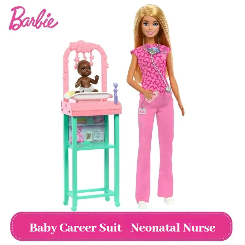 Barbie Doll Baby Career Playset Rich Accessories Doctor Teacher Roles Girls Toy Immersive Professional Experience  Surprise Gift