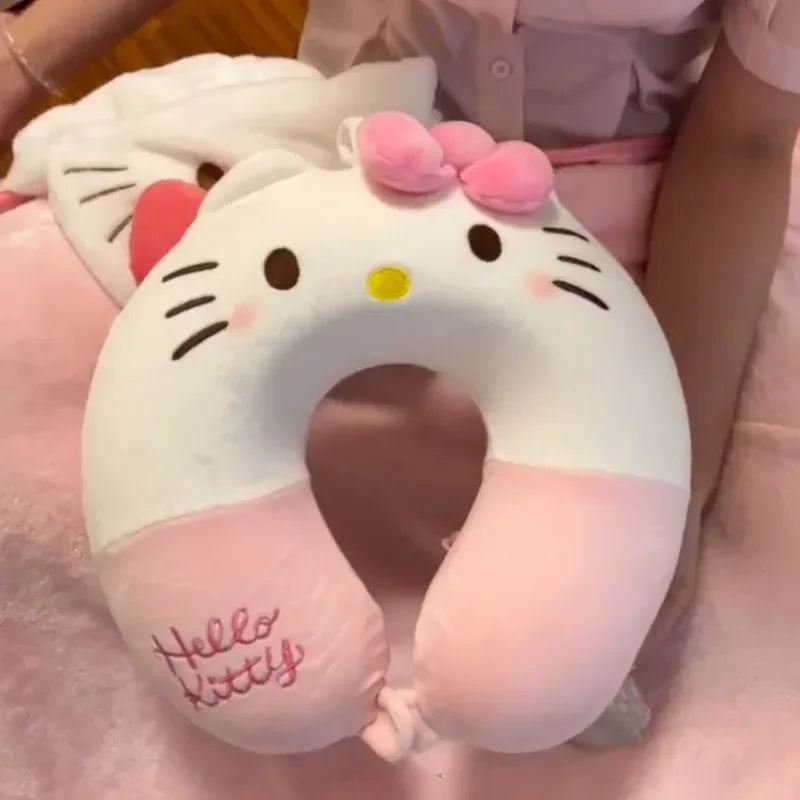 Sanrio Kawaii Hello Kitty Portable Cartoon Anime Character Pattern Memory Foam U-Shaped Pillow Girl Travel Car Neck Protector
